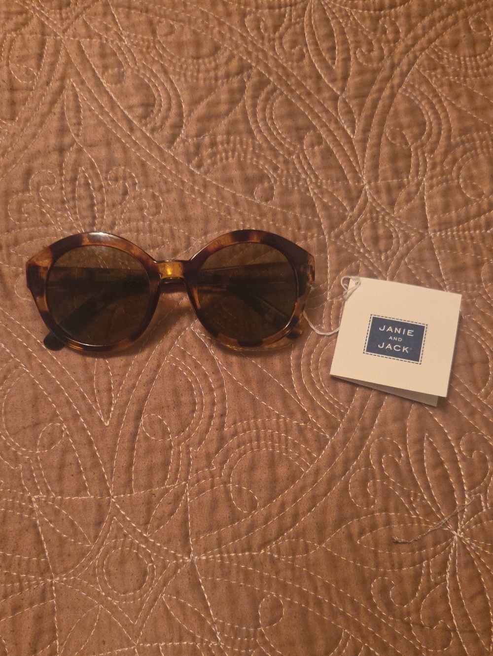 Children/Toddler Girls' Janie and Jack Tortoise Round Sunglasses - Brown/Amber